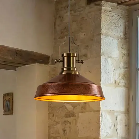 Nejlepší Cena Závěsné světlo Augusta, měď/zlato, Ø 40 cm, kov, E27
