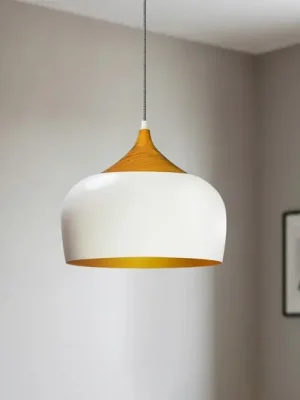 Ověřený Závěsné světlo Qwen, bílé/zlaté, kov, Ø 30 cm