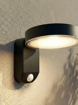 PRIOS LED solární nástěnné světlo Tarlson, kulaté, antracitové, senzor Akční Cena