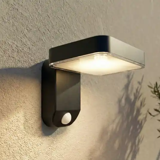 Omezená Nabídka PRIOS LED solární nástěnné světlo Tarlson, hranaté, antracitové, senzor