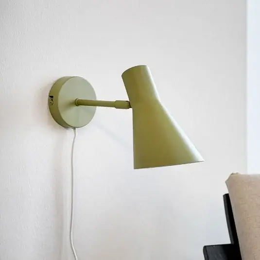Levný Dyberg Larsen Nástěnné světlo DL12, zelené, kabel, E27, kov
