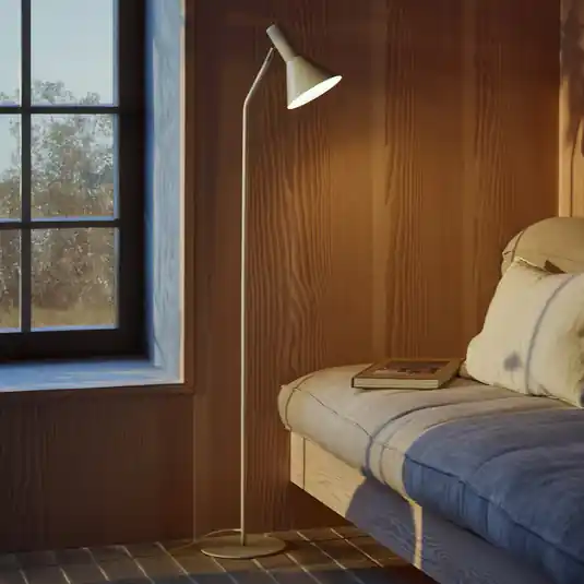Cenová Bomba FRANDSEN Stojací lampa Lyss, béžová, kov, výška 150 cm, E27