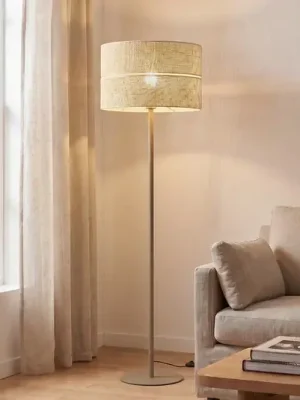 Aktuální Stojací lampa Calma, béžová, rafiová, výška 159 cm, E27