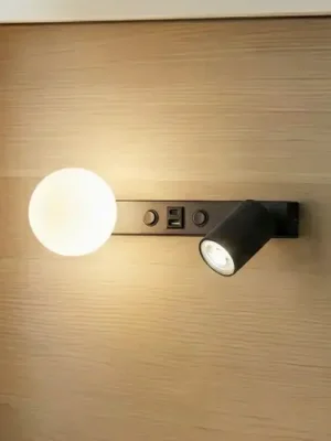 Akce Nástěnné světlo Vox, černé, sklo, šířka 35 cm, USB
