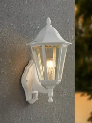 Venkovní nástěnné svítidlo Navedo, bílá, výška 42 cm, kov, senzor Nejlepší Cena