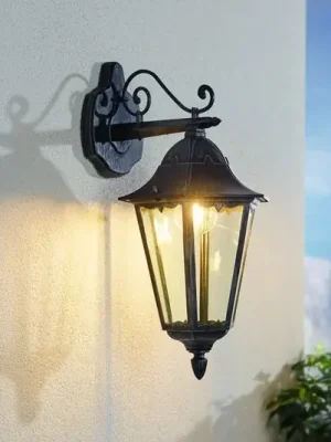 Venkovní nástěnné svítidlo Navedo, černá/stříbrná, výška 47 cm, svítí dolů Rychlé Dodání