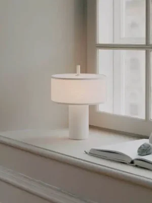 Bezpečná Platba NEW WORKS LED stolní lampa na akumulátor Margin, bílá, stmívatelná, CCT