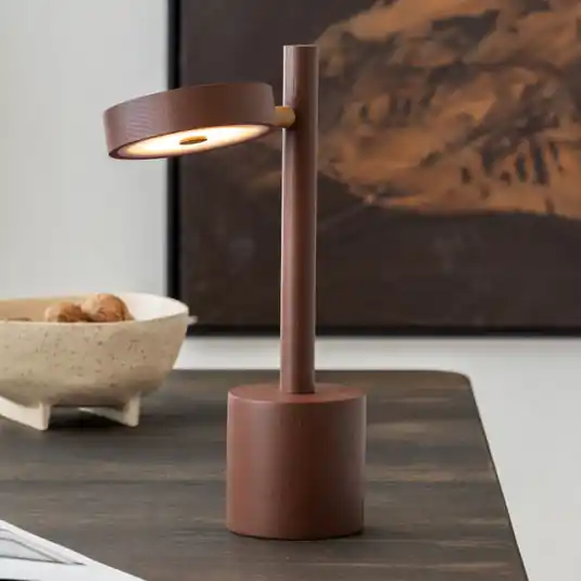 Originální GOOD & MOJO LED stolní lampa Okinawa, hnědá, 35 cm, dřevo