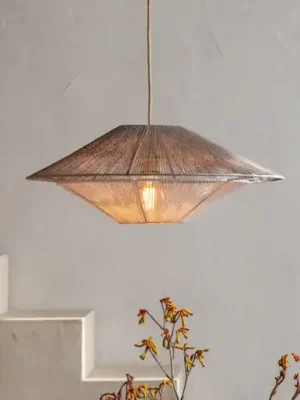 GOOD & MOJO závěsné světlo Lumbini, Ø50 cm, světle šedá, papírový provaz Přímo Od Výrobce