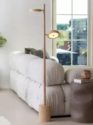 GOOD & MOJO LED stojací lampa Okinawa, 2ramenná, přírodní, 146 cm, dřevo Nejprodávanější