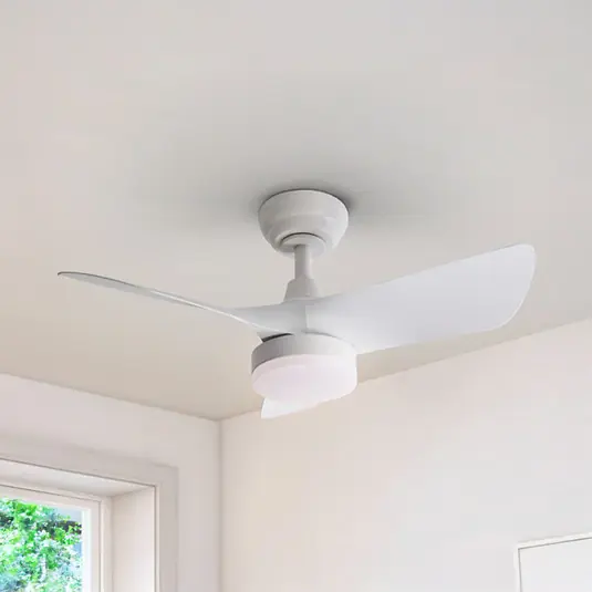 Autentický LED stropní ventilátor Tropic, bílý, Ø 76 cm, tichý, CCT