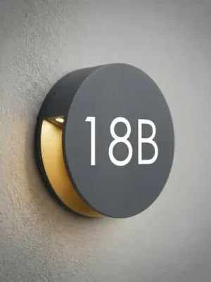 Super Cena Venkovní nástěnné svítidlo Lucande Advero, antracitová, s číslem domu CCT