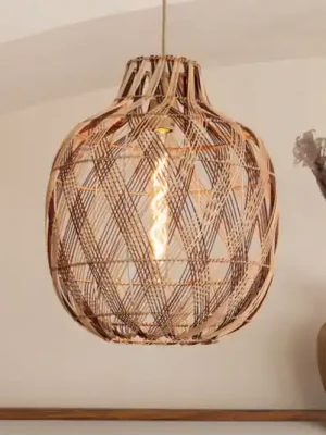 Cenový Hit GOOD & MOJO závěsné světlo Mendoza, přírodní/červené, Ø 40 cm, bambus