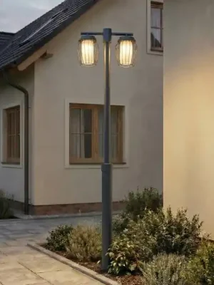 Expresní Doručení Venkovní světlo Lucande Chandan, výška 215 cm, antracitová, dvoukřídlé