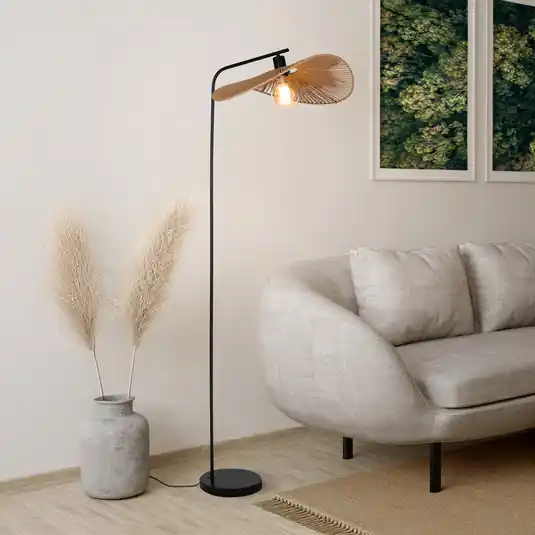 Stojací lampa Siruela, hnědá, výška 160 cm, papírové lanko, E27 Jen Po Omezenou Doba