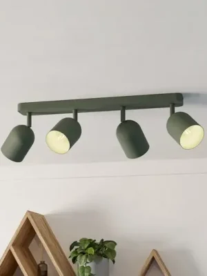 Stropní bodové světlo Tilston, tmavě zelený, délka 58 cm, 4křídlový, ocel Cenová Bomba