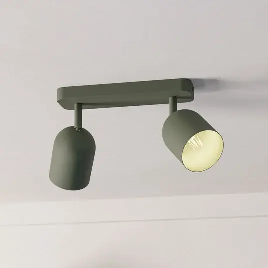 Autentický Stropní bodové světlo Tilston, tmavě zelený, délka 28 cm, 2křídlý, ocel