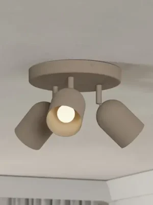 Stropní bodové světlo Tilston, béžové, Ø 25 cm, 3 žárovky, ocel Dokud Zásoby Vydrží