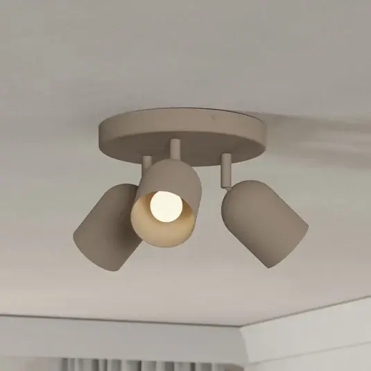 Stropní bodové světlo Tilston, béžové, Ø 25 cm, 3 žárovky, ocel Dokud Zásoby Vydrží