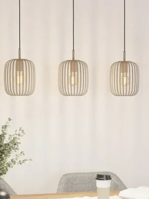 Závěsné světlo Romazzina, béžové, délka 90 cm, 3 žárovky, kov Omezená Nabídka