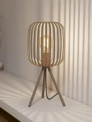 Levný Stolní lampa Romazzina, béžová, výška 44 cm, kov, E27