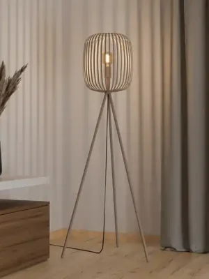 Stojací lampa Romazzina, béžová, výška 141 cm, kov, E27 Akční Cena