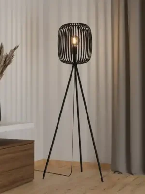 Stojací lampa Romazzina, černá, výška 141 cm, kov, E27 Odeslání Ihned