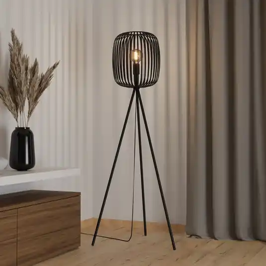 Stojací lampa Romazzina, černá, výška 141 cm, kov, E27 Odeslání Ihned