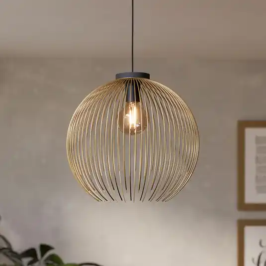 Bezpečná Platba Závěsné světlo VENEZUELA, zlatá/černá, Ø 40 cm, kov, E27
