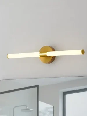 Vrácení Zdarma LED nástěnné světlo Ramola, mosazná barva, šířka 60 cm, IP44, CCT