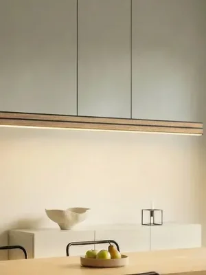 Závěsné světlo Quitani LED Lisene, dub/černá, CCT 117 cm, stmívatelné Akce