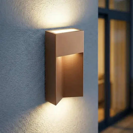Venkovní nástěnné LED svítidlo Lucande Kaholo, hnědé, CCT, IP44 Akce