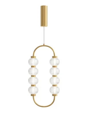 Nakupujte Hned Závěsné LED světlo AMULET, 28 x 57 cm, zlatá barva, kov/sklo
