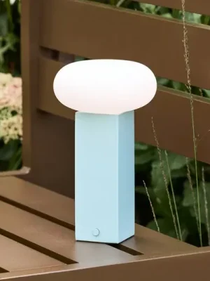 LED stolní lampa na baterie LOW, modrá, výška 20 cm, kovová, s stmívačem jasu Levný