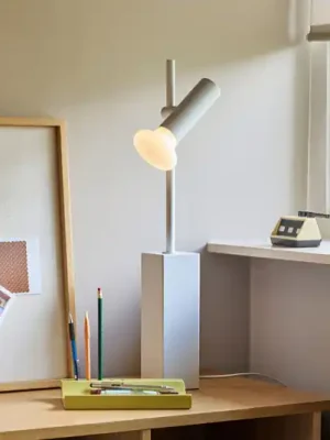 Nová Kolekce Stolní lampa SET, světle šedá, výška 60 cm, železo/sklo