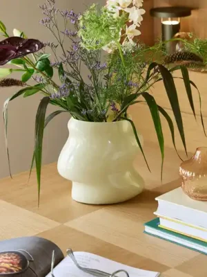 Top Prodej Váza Lote, písková barva, výška 20 cm, sklo