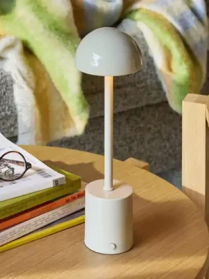 LED stolní lampa na baterie Taten, písková barva, výška 30 cm, kov Nízká Cena