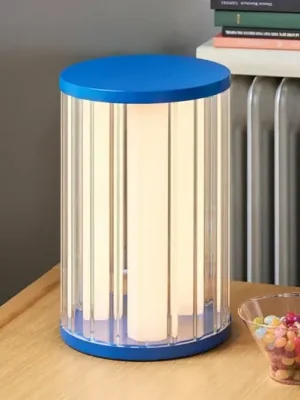 LED stolní lampa Aru, modrá/čirá, výška 30 cm, sklo/železo Nakupujte Hned
