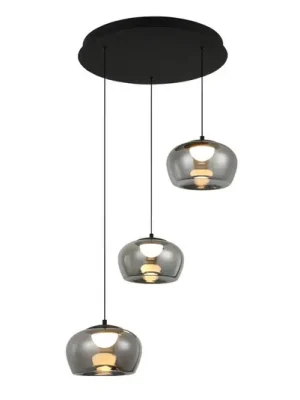 LED závěsné světlo Nadia, Ø 48 cm, kouřově šedá, sklo, 3 žárovky Cenově Výhodný