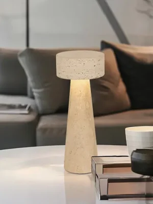 LED stolní lampa Serenity, béžová, výška 31 cm, kámen Značkový