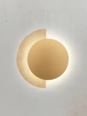 LED nástěnné světlo Miranda, zlatá/béžová, výška 25 cm, kámen Cenový Hit