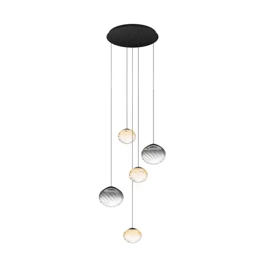 Závěsné světlo Stars of Light Pantoja, černá/jantarová, 68 cm, 5 žárovek Nová Kolekce