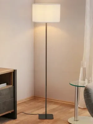 Sleva Stojací lampa Chelsea, hnědá/bílá, výška 150 cm, kov/látka