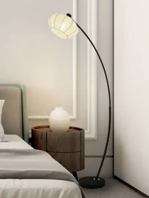 Nakupujte Hned Stojací lampa Radiant, černá/bílá, výška 156 cm, kov/látka