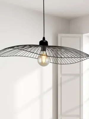 Sezónní Sleva Závěsné světlo Wave, černé, Ø 71 cm, kov
