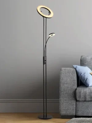 Přímo Od Výrobce LED stojací lampa Mother & Child, černá, lampa na čtení, stmívatelná