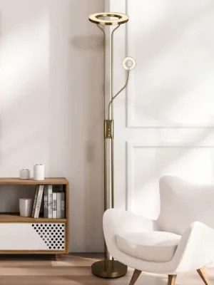 Akční Nabídka LED stojací lampa Mother & Child, saténově leštěná mosaz, lampa na čtení
