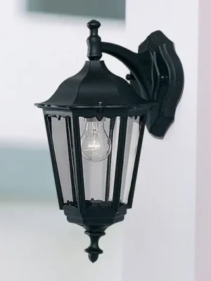 Hit Sezóny Venkovní nástěnné svítidlo Alex, výška 44 cm, černá/čirá, kov/sklo