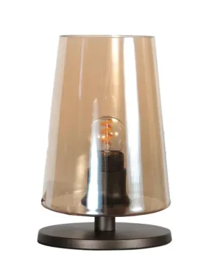 Stolní lampa Ancilla hnědá/jantarová, 26 cm, kov, sklo, E27 Jen Po Omezenou Doba