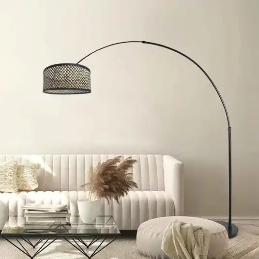 Dokud Zásoby Vydrží Oblouková lampa Sparkled Light, černá/pletenina černá-dřevo
